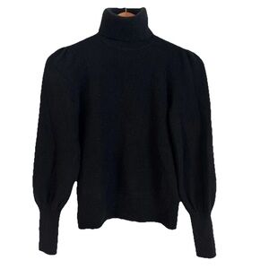 RALPH LAUREN 100% Cashmere Bishop Sleeve Turtleneck Sweater in Black SZ S